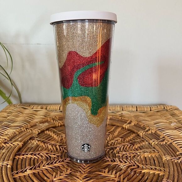 Starbucks Holiday Sand Flow Glitter Cold Cup Tumbler Venti 24 oz No Straw - Picture 1 of 4